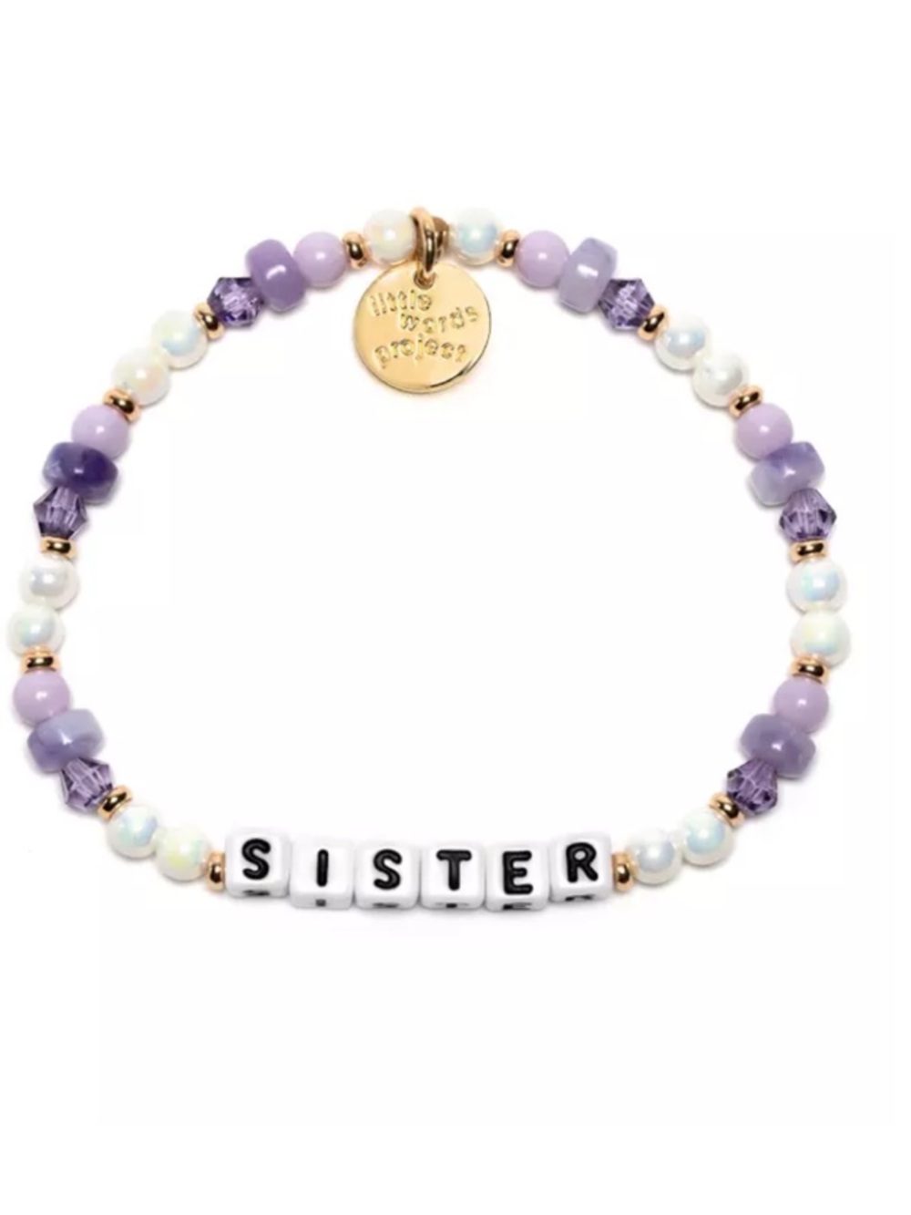 SISTER Beaded Stretch Bracelet in Lavender and Pearl